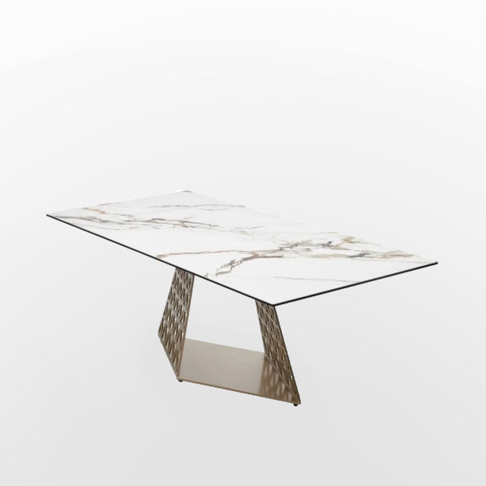 Tavolo Atlanta Bianco C/Vene Lucido C/Gambe Oro