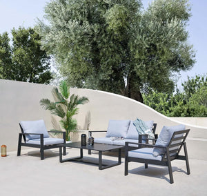 Set Lisbona Divan+2Poltr.+Tavolino Allum.Antracite