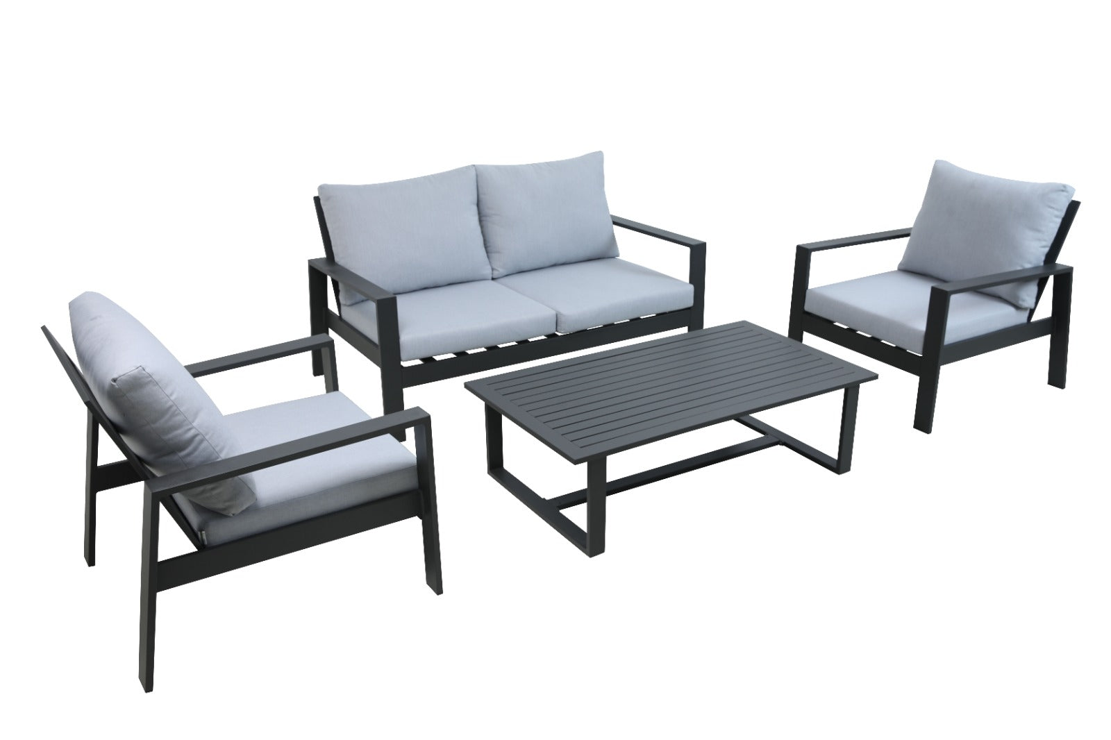 Set Lisbona Divan+2Poltr.+Tavolino Allum.Antracite