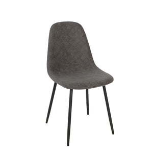 Set Da 4, Sedie New Lena Tessuto Cenere/Gambe Nere