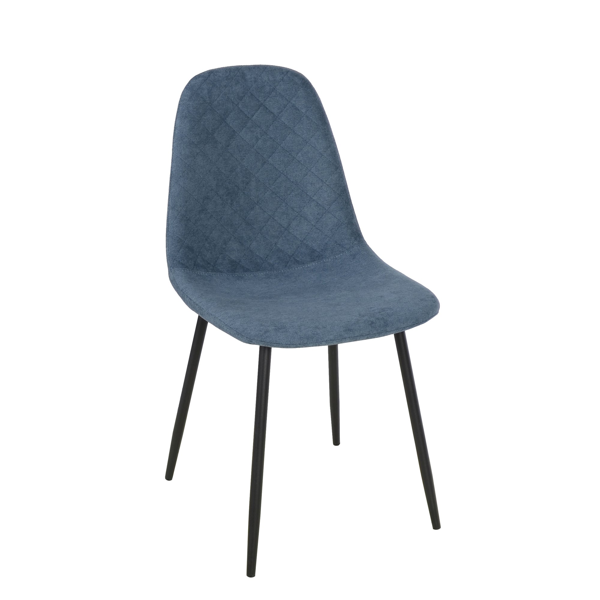 Set Da 4, Sedie New Lena Tessuto Petrolio/Gambe Nere