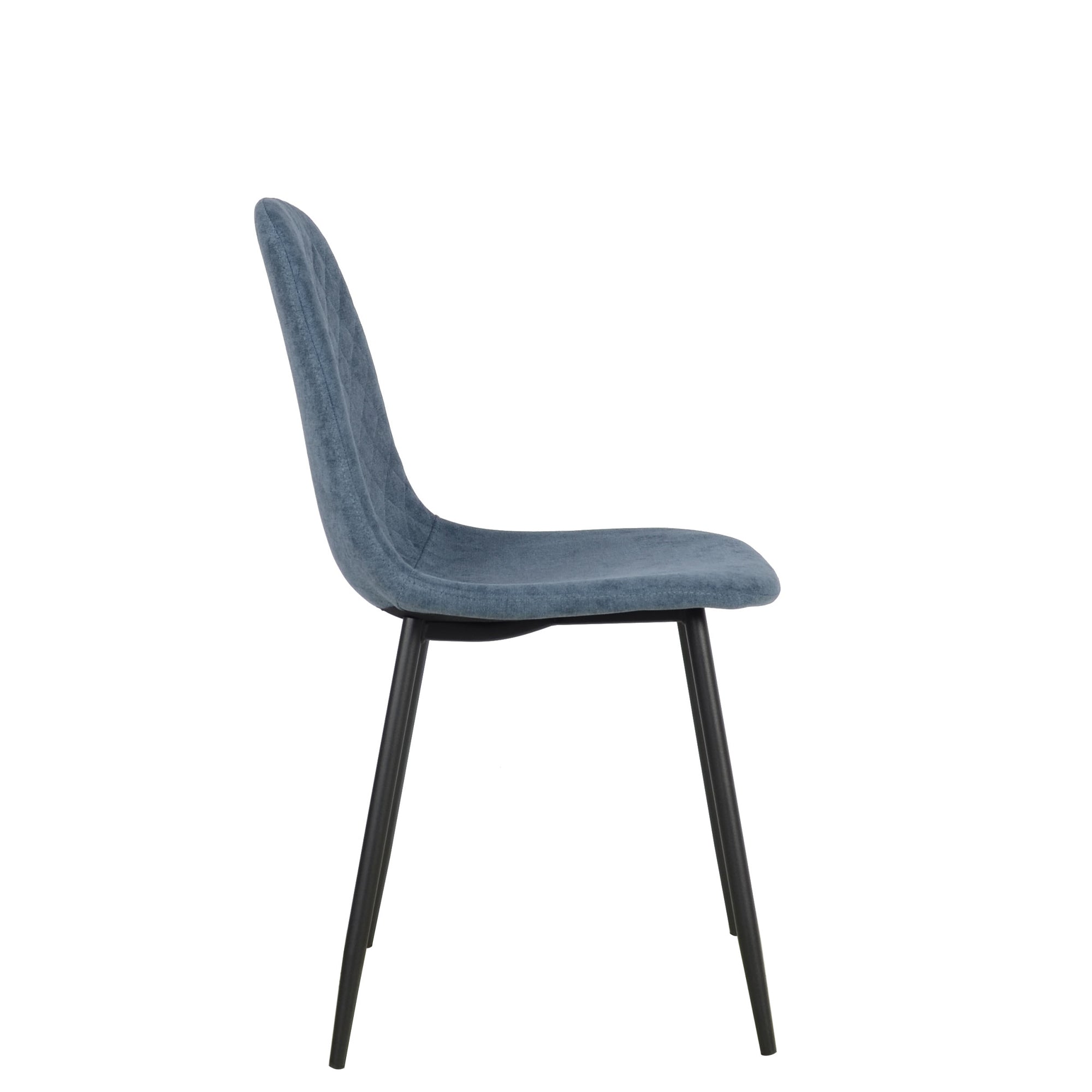 Set Da 4, Sedie New Lena Tessuto Petrolio/Gambe Nere