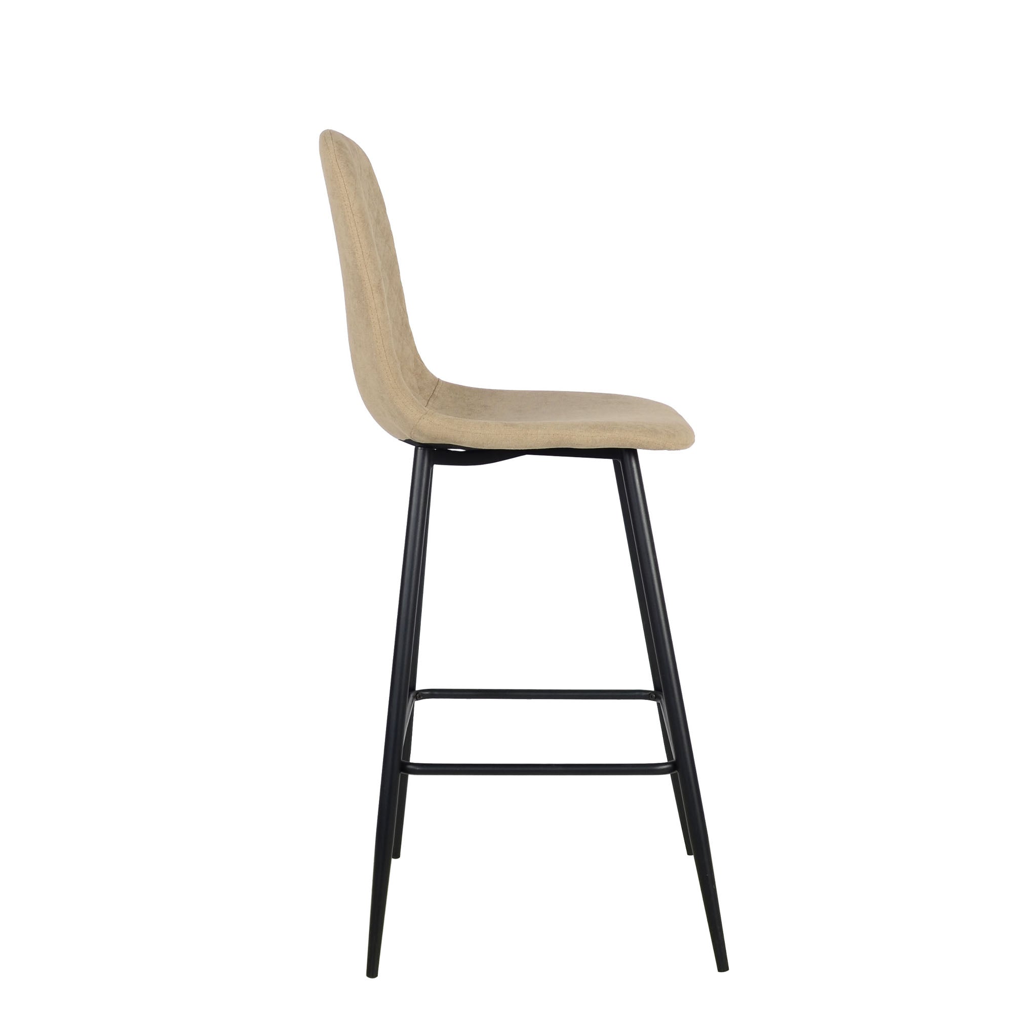 Set Da 4, Sgabelli New Lena Tessuto Tortora/Gambe Nere