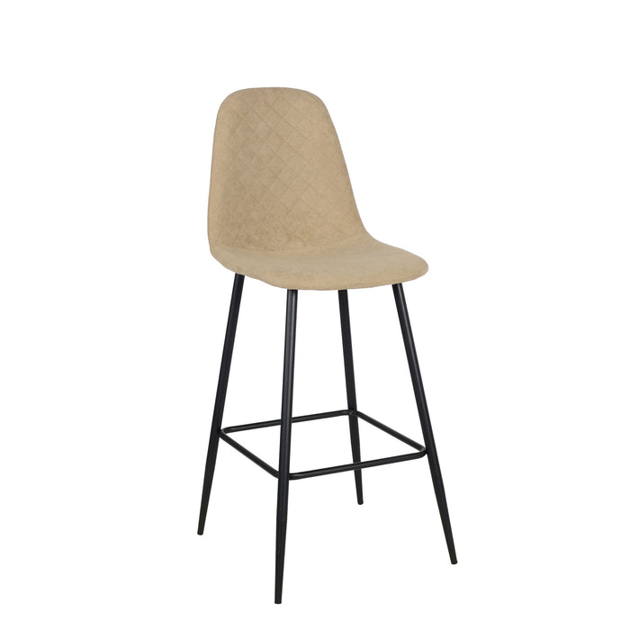 Set Da 4, Sgabelli New Lena Tessuto Tortora/Gambe Nere