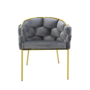 Set Da 2, Poltrona Florence Velluto Cenere Gambe Oro