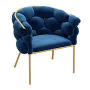 Set Da 2, Poltrona Florence Velluto Blue Gambe Oro