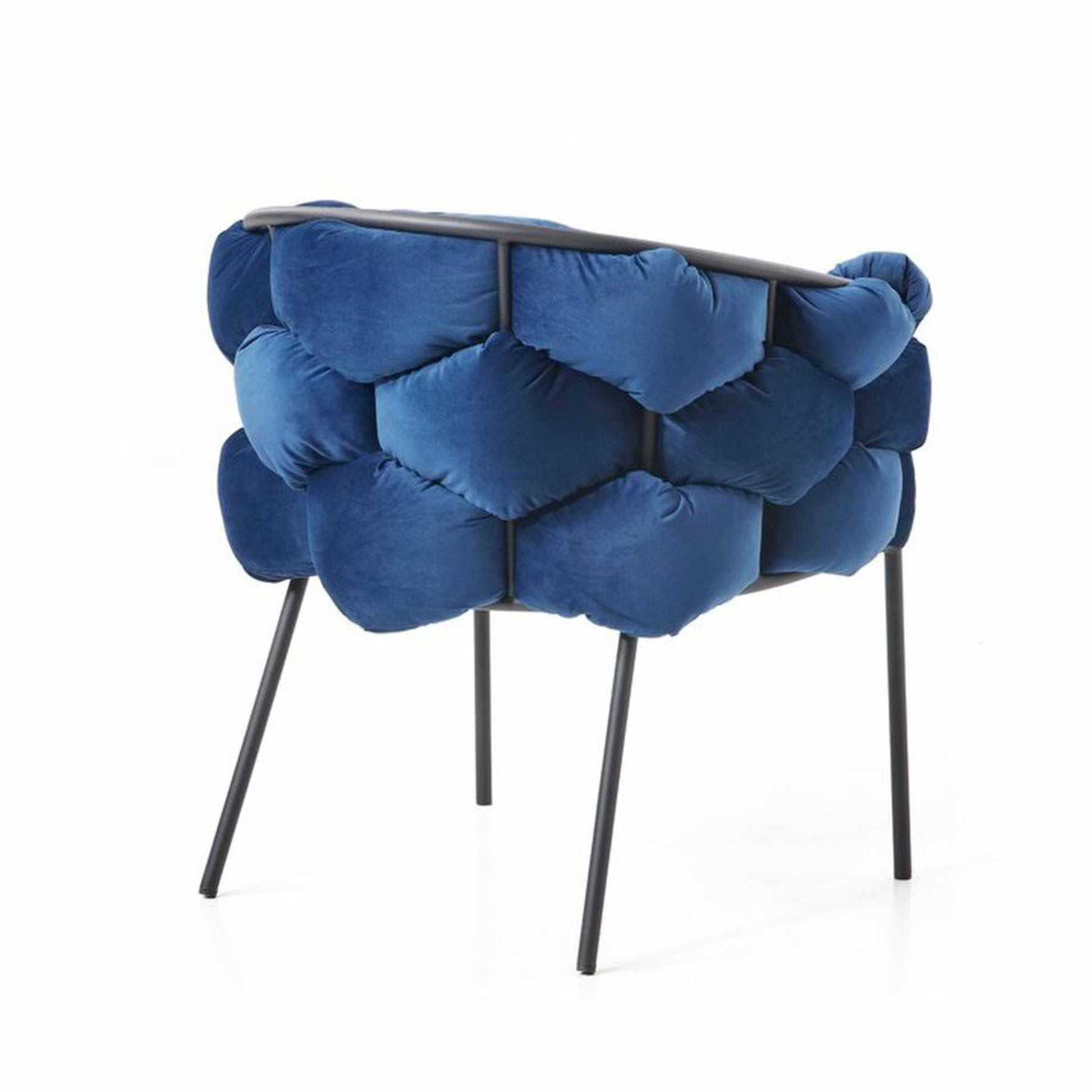 Set Da 2, Poltrona Florence Boucle' Azzurro Gambe Nere