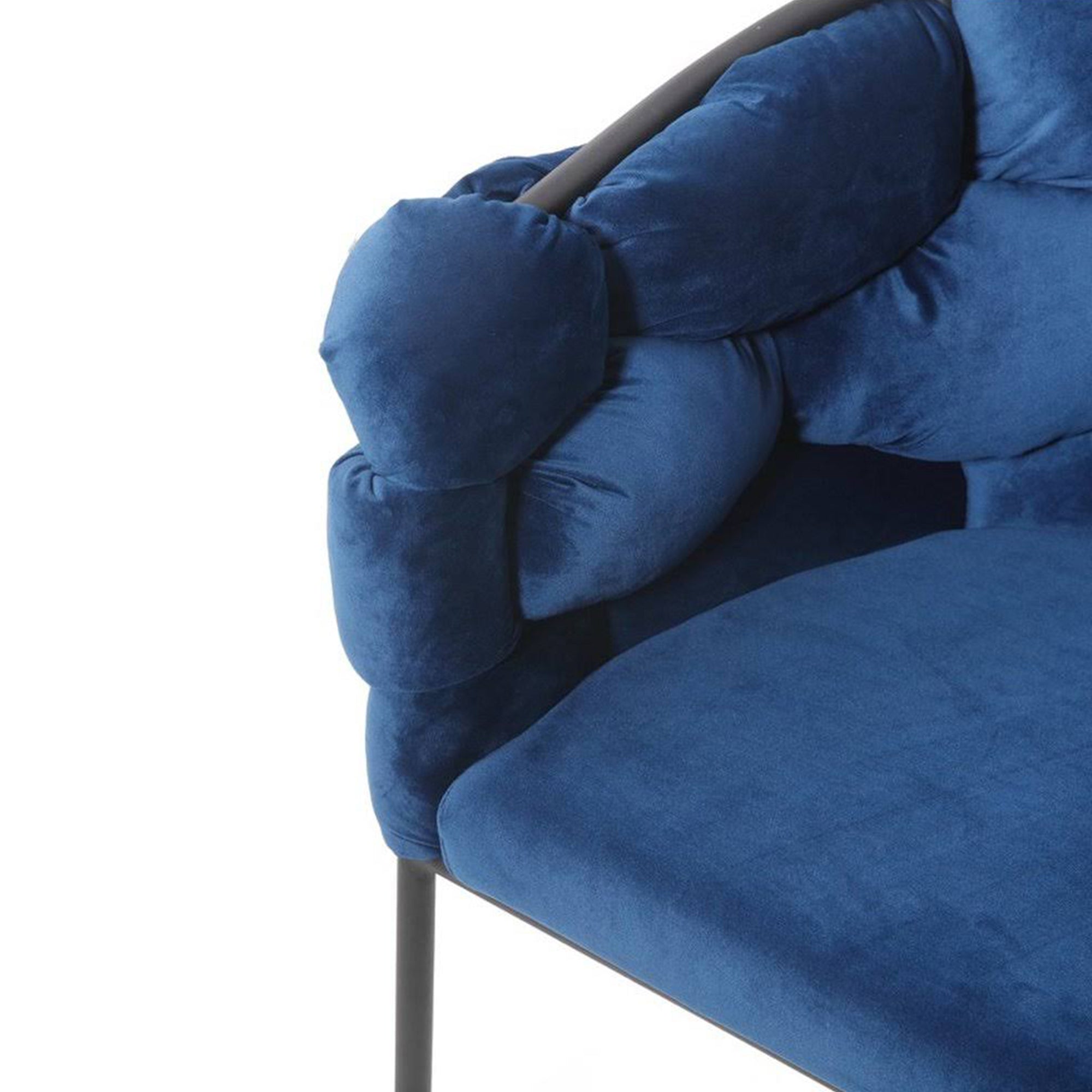 Set Da 2, Poltrona Florence Boucle' Azzurro Gambe Nere