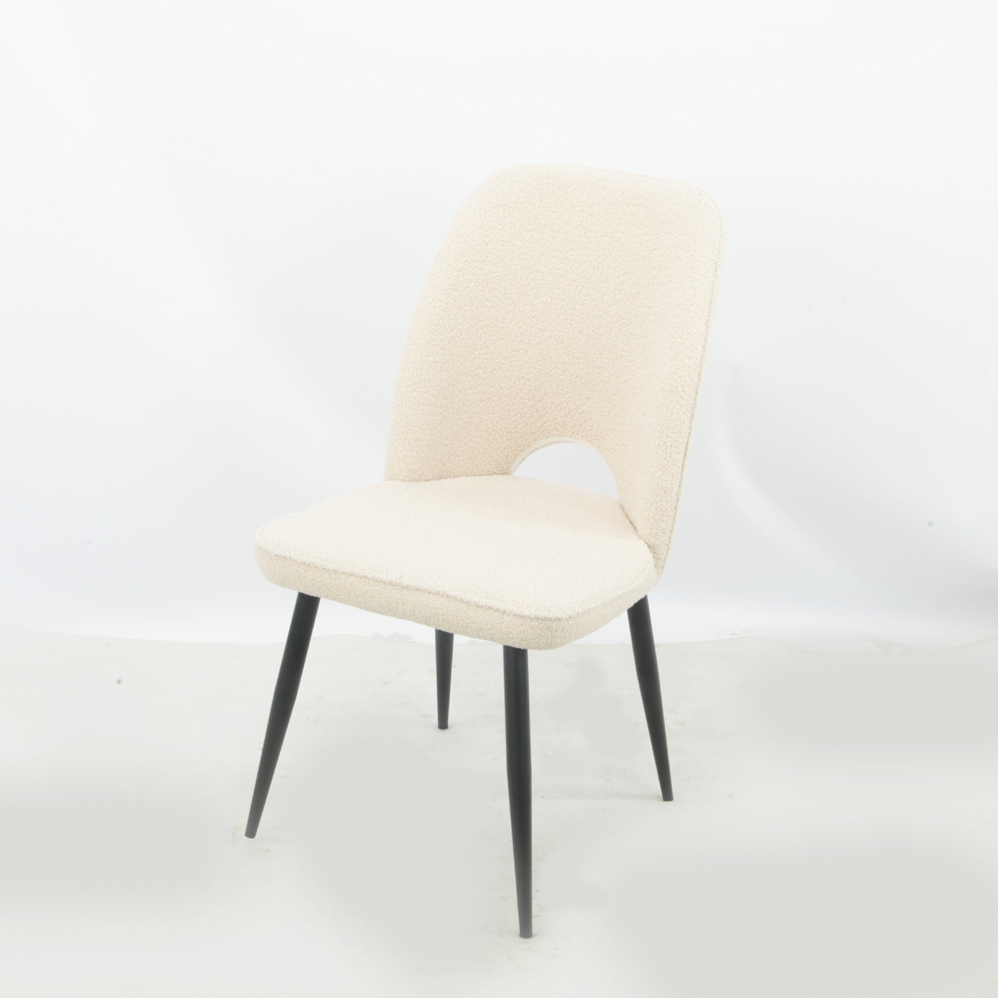 Set Da 4, Sedia Virginia Boucle' Sabbia Gambe Nere