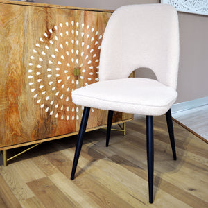 Set Da 4, Sedia Virginia Boucle' Sabbia Gambe Nere