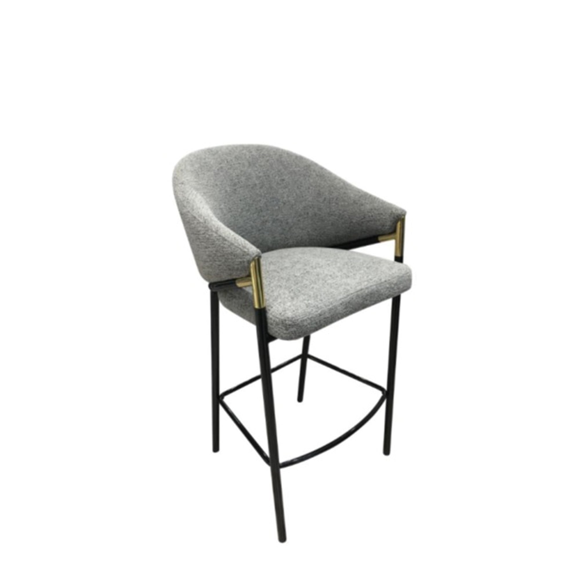 Set Da 2 Sgabello Vienna Boucle'Verde Salvia Gambe Nere/Oro