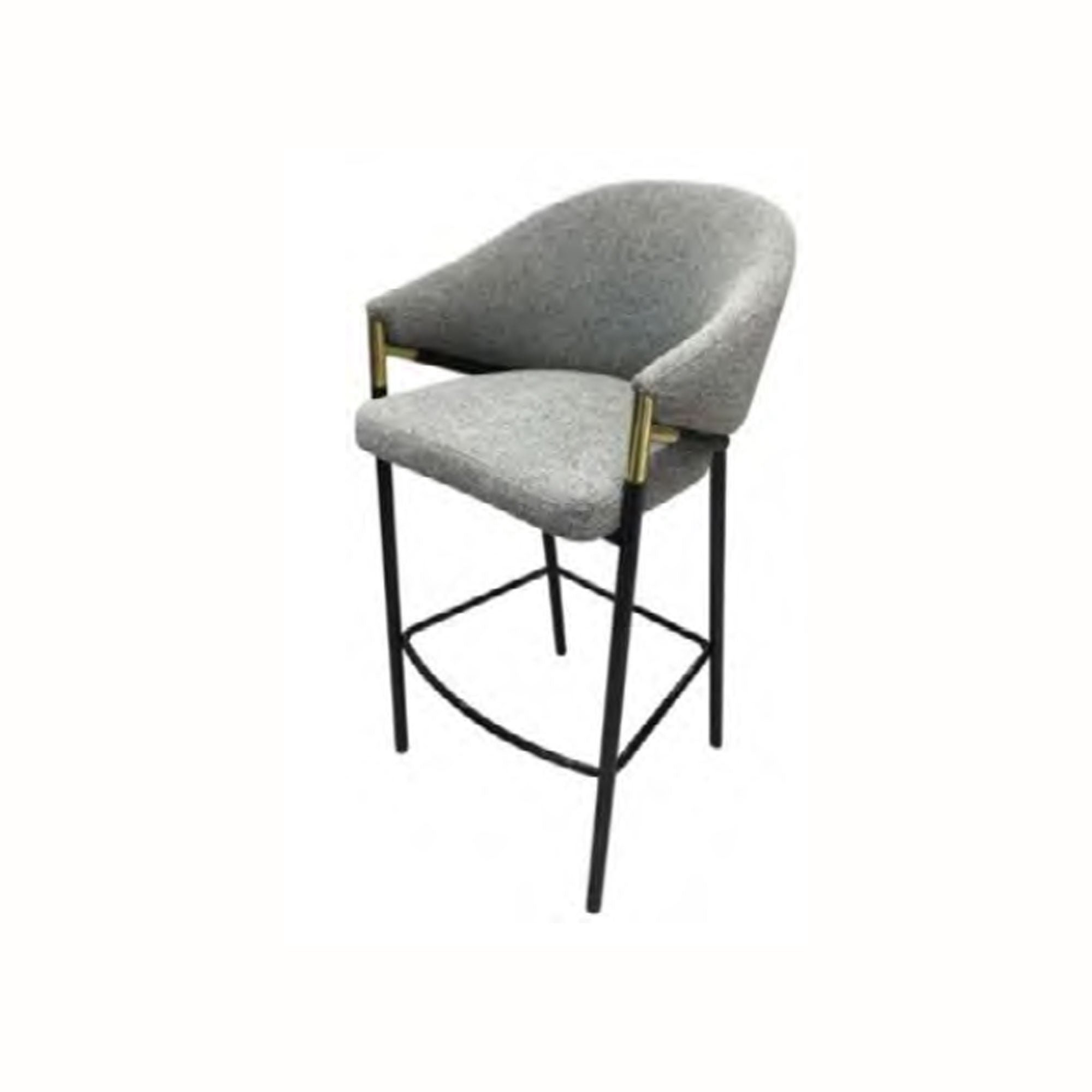 Set Da 2 Sgabello Vienna Boucle' Cenere Gambe Nere/Oro