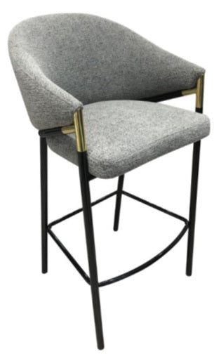 Set Da 2 Sgabello Vienna Boucle' Cenere Gambe Nere/Oro