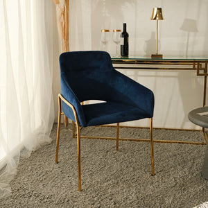 Set Da 2, Poltrona New Klimt Velluto Blu Gambe Oro