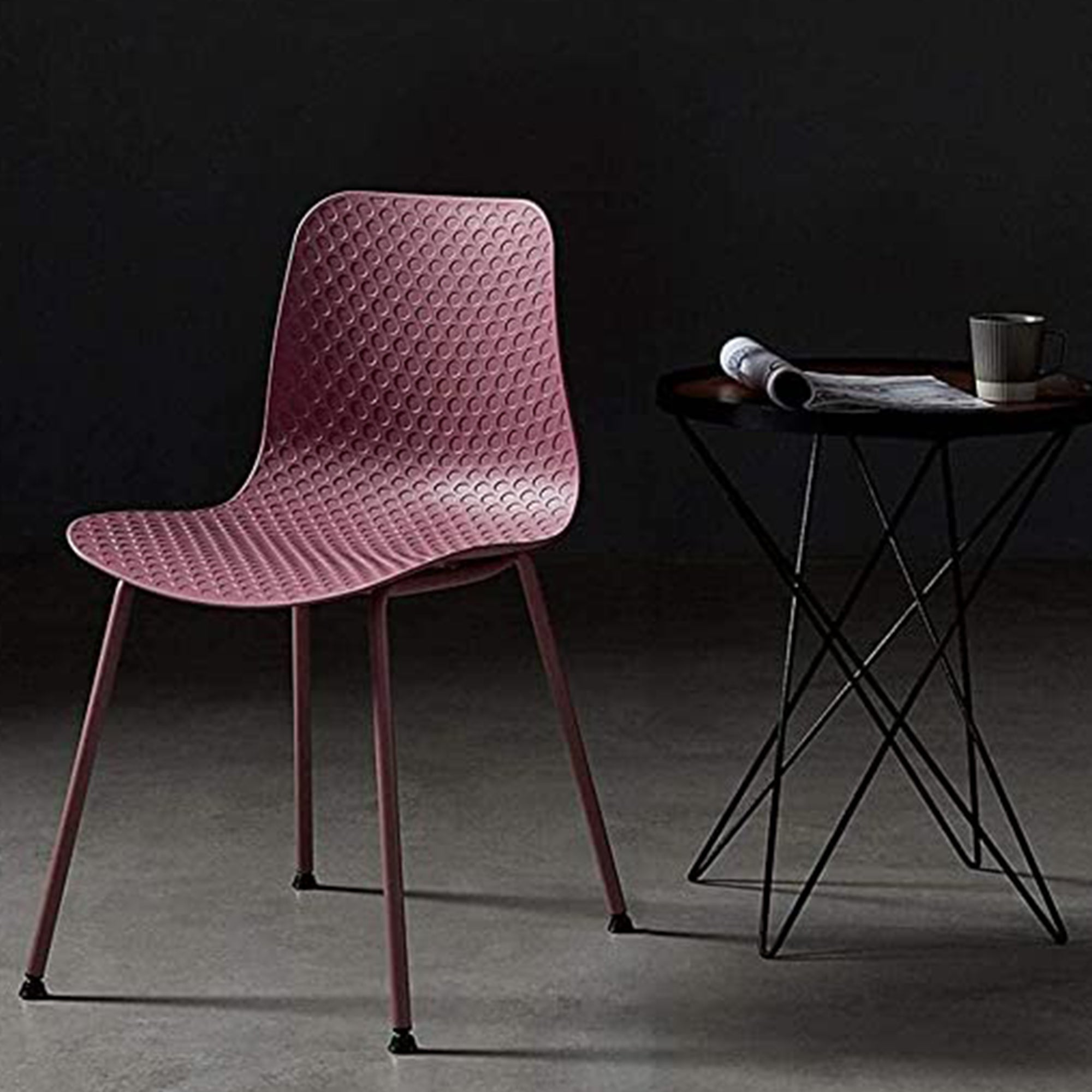 Set Da 4, Sedia Eden Malva In Pp E Gambe In Metallo 