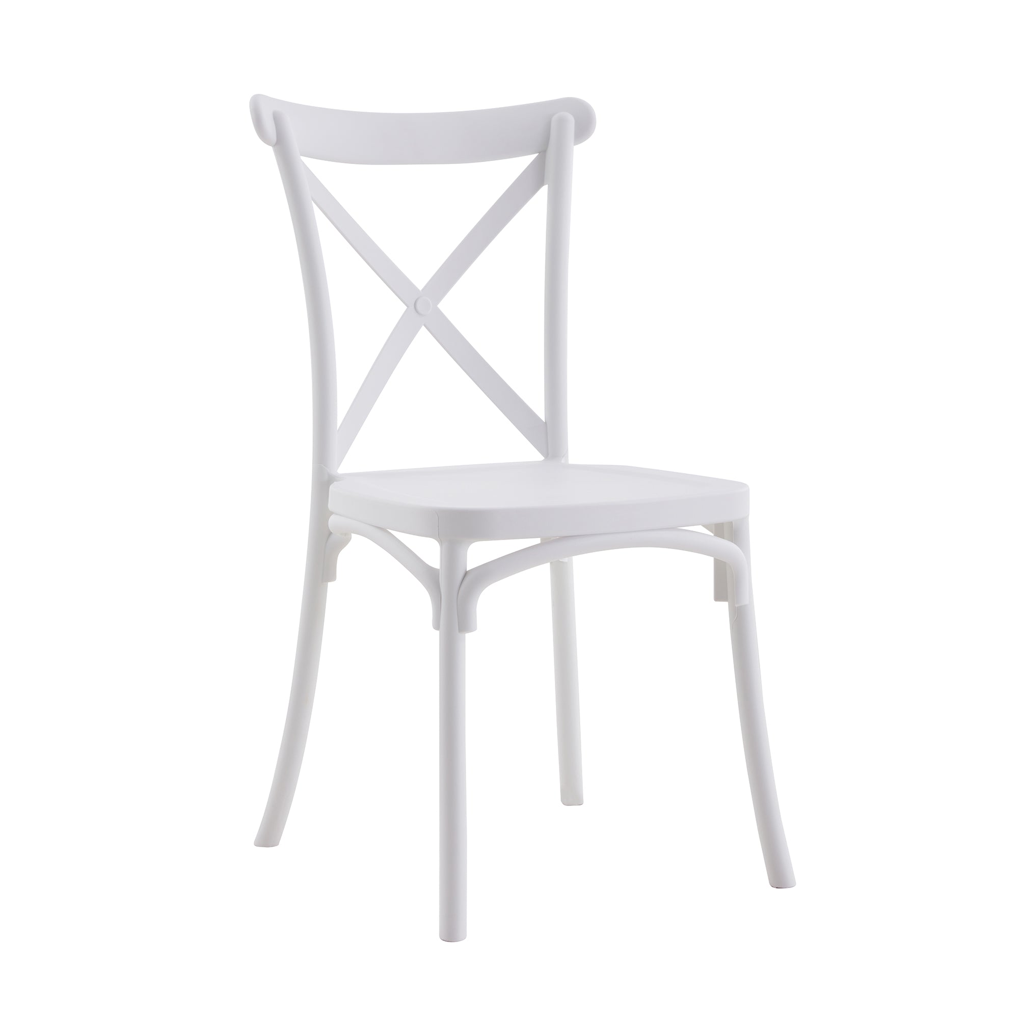 Set Da, 4 Sedia Cross In Polipropilene Bianca Per Soggiorno, Cucina E Arredo Bar