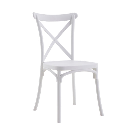 Set Da, 4 Sedia Cross In Polipropilene Bianca Per Soggiorno, Cucina E Arredo Bar