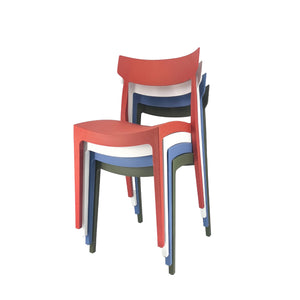 Set Da, 4 Sedia Cordoba In Polipropilene Rosso Mattone Per Soggiorno, Cucina E Arredo Bar