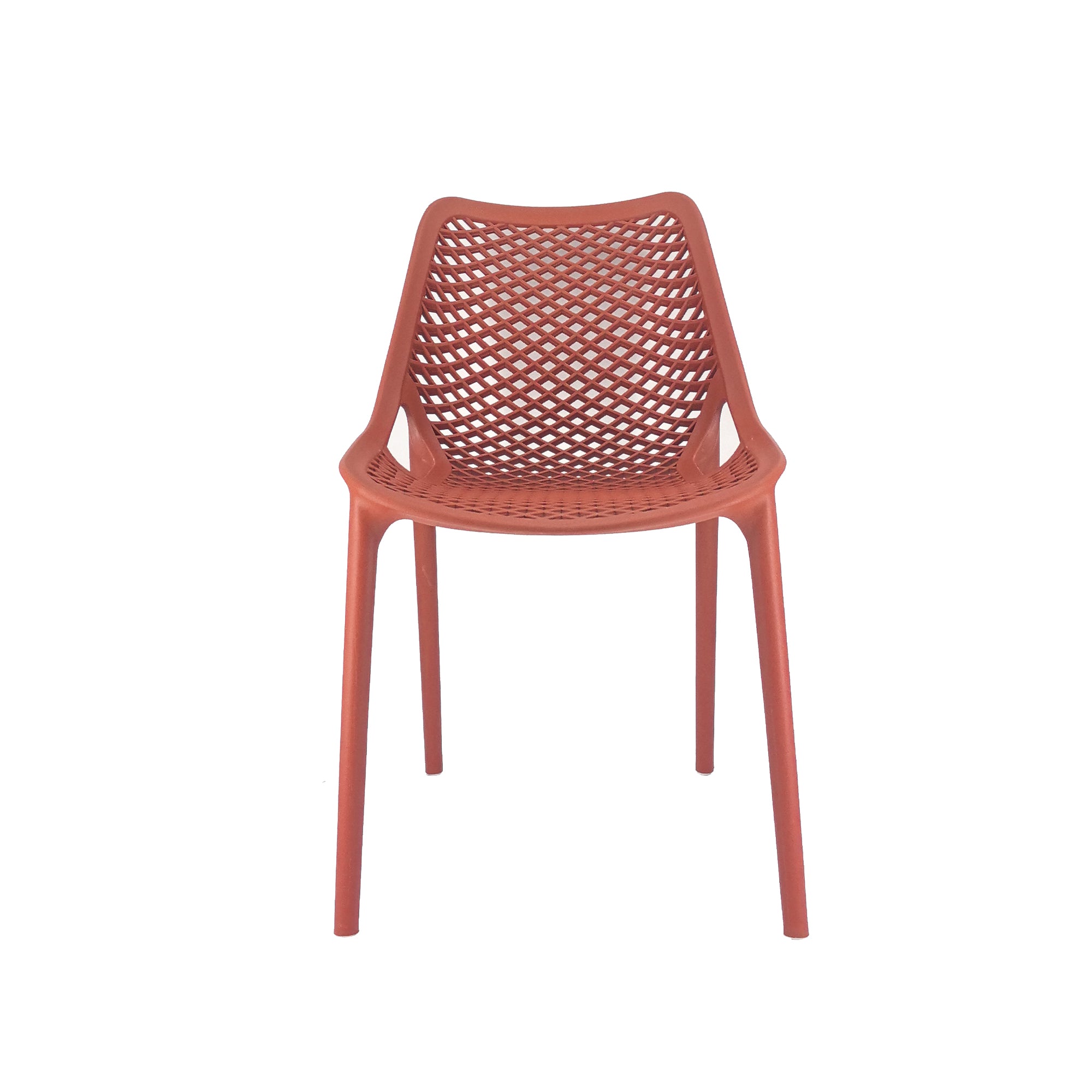 Set Da, 4 Sedia Braga 2 In Polipropilene Rosso Mattone Per Soggiorno, Cucina E Arredo Bar