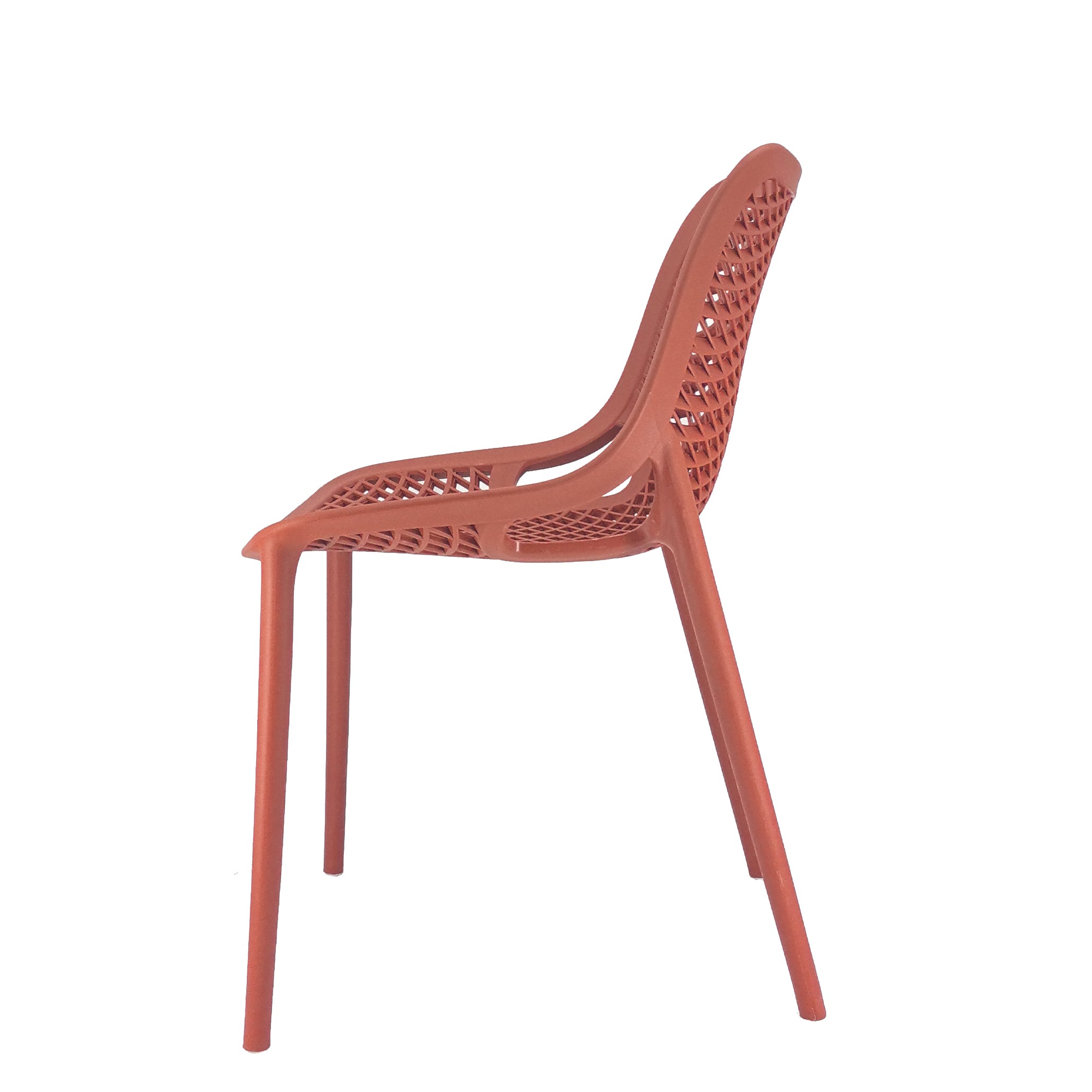 Set Da, 4 Sedia Braga 2 In Polipropilene Rosso Mattone Per Soggiorno, Cucina E Arredo Bar