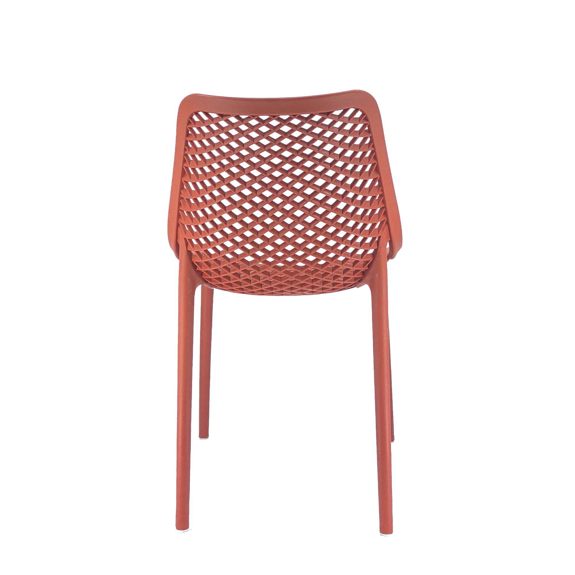 Set Da, 4 Sedia Braga 2 In Polipropilene Rosso Mattone Per Soggiorno, Cucina E Arredo Bar