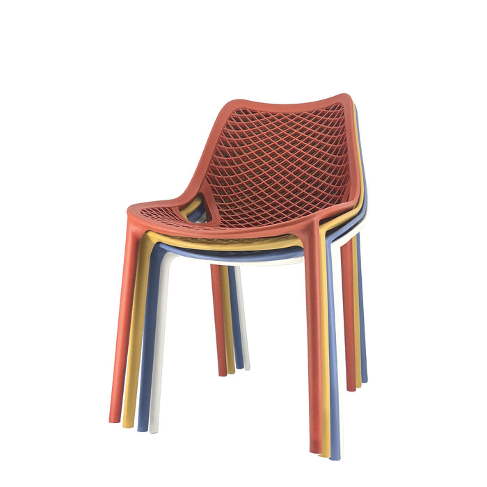 Set Da, 4 Sedia Braga 2 In Polipropilene Rosso Mattone Per Soggiorno, Cucina E Arredo Bar