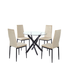 Set Dione Tavolo+4 Sedie Velluto Beige