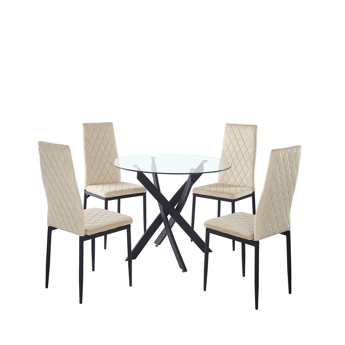 Set Dione Tavolo+4 Sedie Velluto Beige