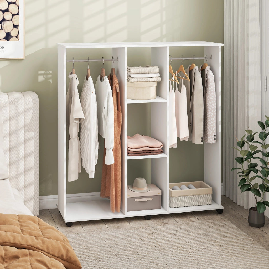 Armadio scorrevole con ruote ¨C zephmum ¨C bianco legno 120x40x128 cm