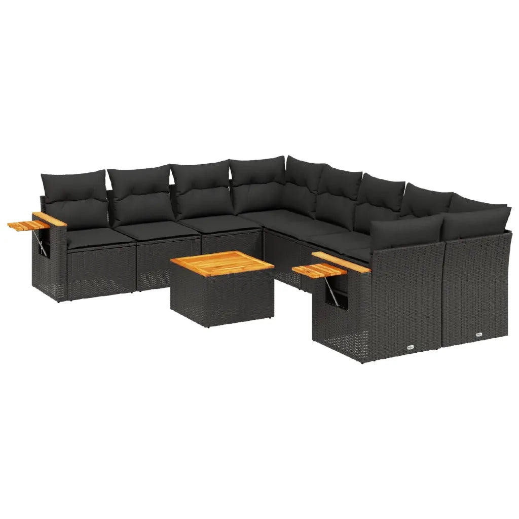 Set Divani da Giardino 9 pz con Cuscini Nero in Polyrattancod mxl 116837