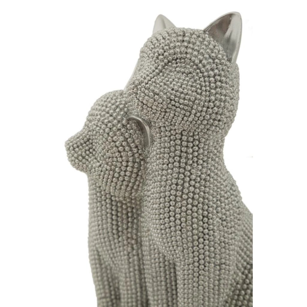Scultura Gatti 1, Argento, Poliresina, 13x10x21 cm