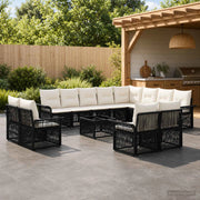 Set Divano da Giardino 13 pz Nero e Bianco Crema polyrattan 3435007