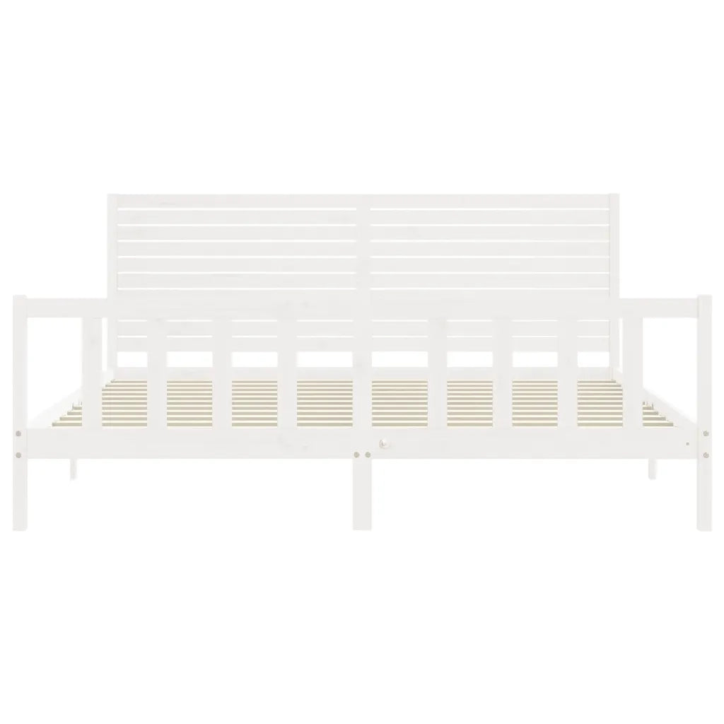 Giroletto Testiera Bianco Super King Size-Struttura Letto in Legno Massello 795396