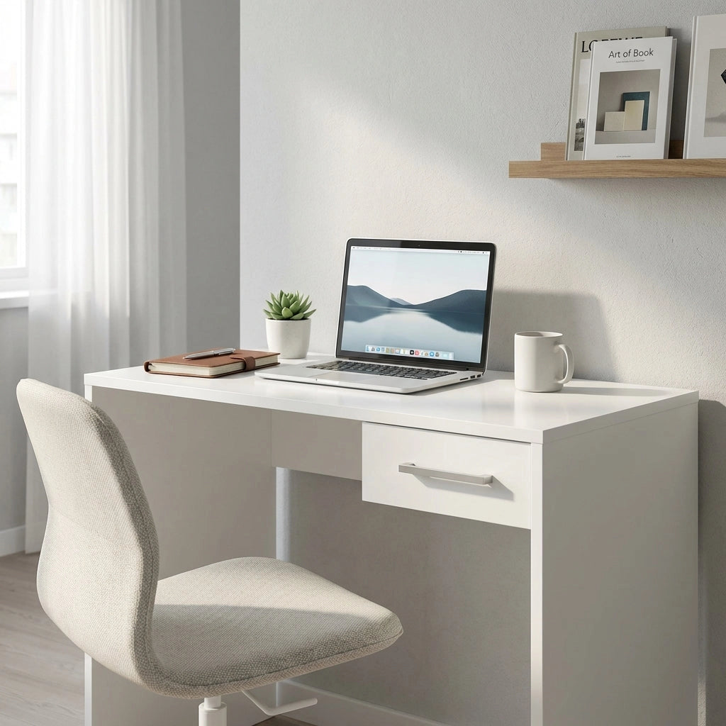 Scrivania Moderna con cassetto in Legno Composito cm 90x74x45 - KELVIN