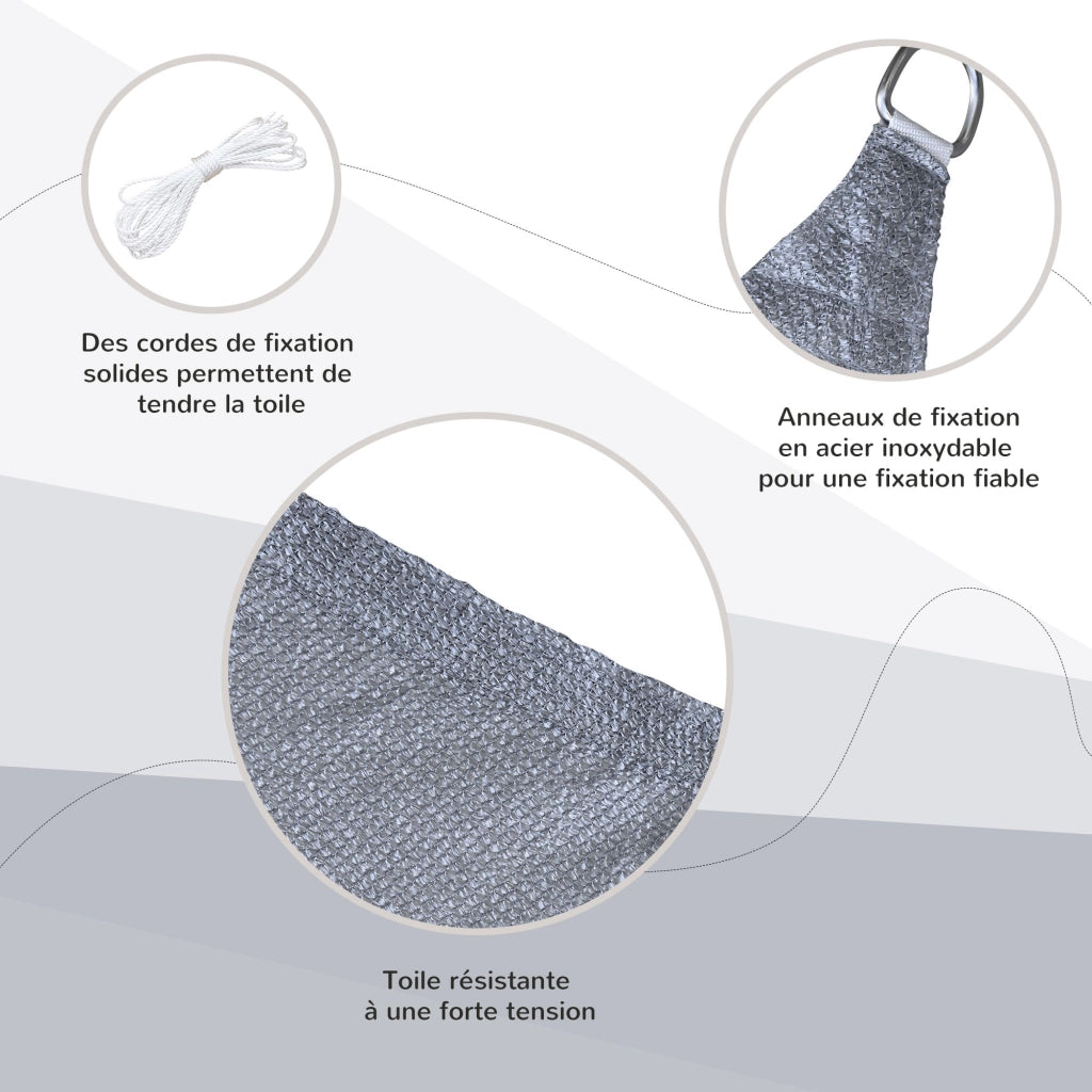 Tenda da sole rettangolare 6x4m polietilene alta densit¨¤ protezione UV con sacco di riporo ¨C zephmum ¨C colore grigio