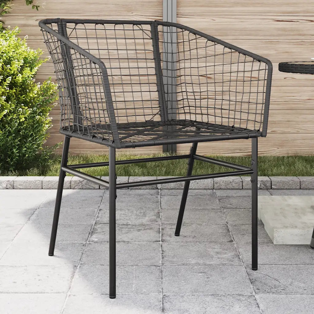 Sedie da Giardino Set 2 pz | Sedie da Esterno Polyrattan Nero