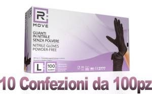 10conf. da 100pz - taglia l - rmove guanti in nitrile nero uso medico senza polvere - 8058150344149