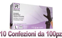 10conf. da 100pz - taglia l - rmove guanti in nitrile nero uso medico senza polvere - 8058150344149