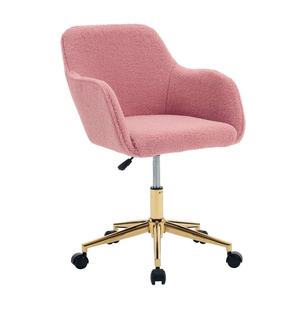 Sedia da ufficio Teddy rosa regolabile e girevole a 360°