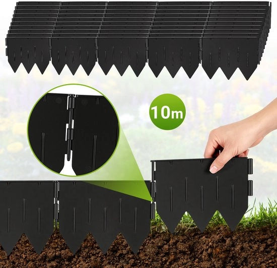 Tubercolatore per giardino in plastica, 10m, 50 pezzi, 20x15 cm, piede a tre lati integrato, nero