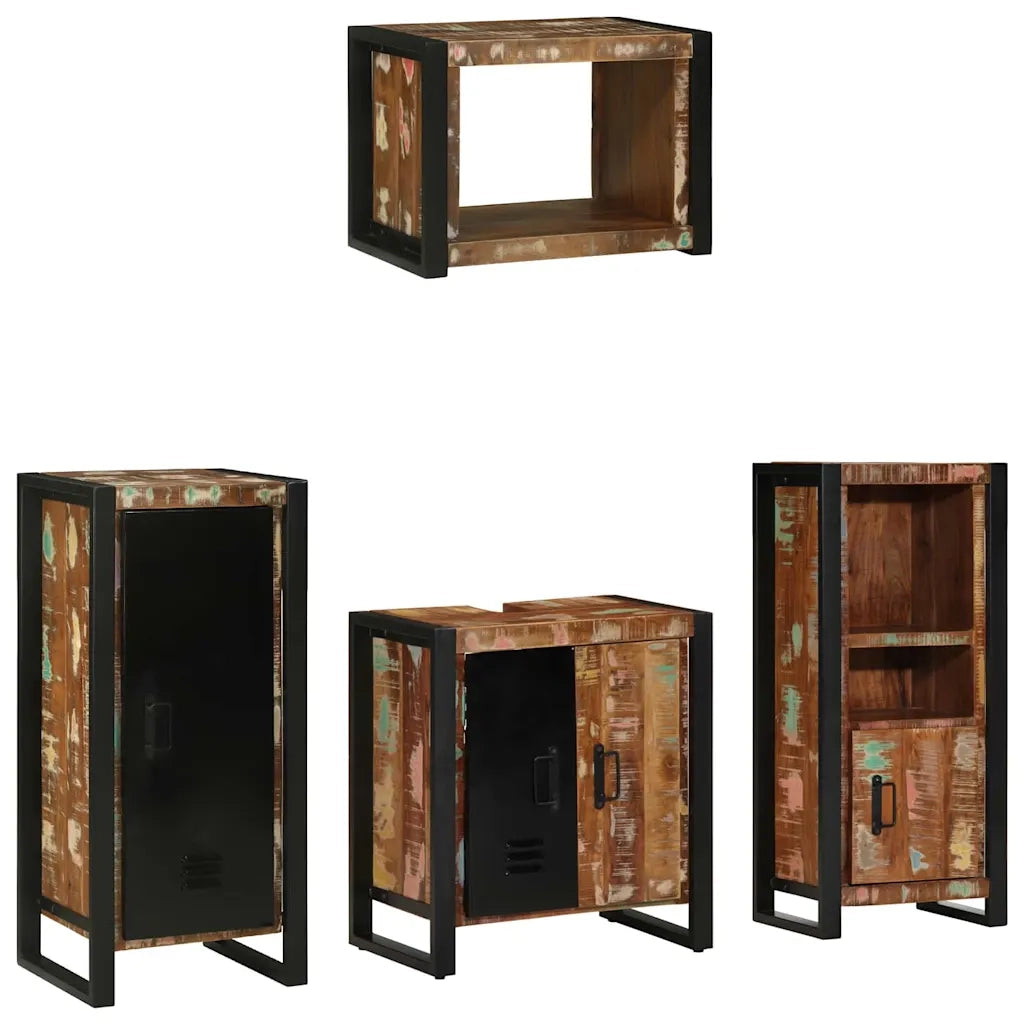 Set di mobili per il bagno 4 pcs Legno Recuperato Massello