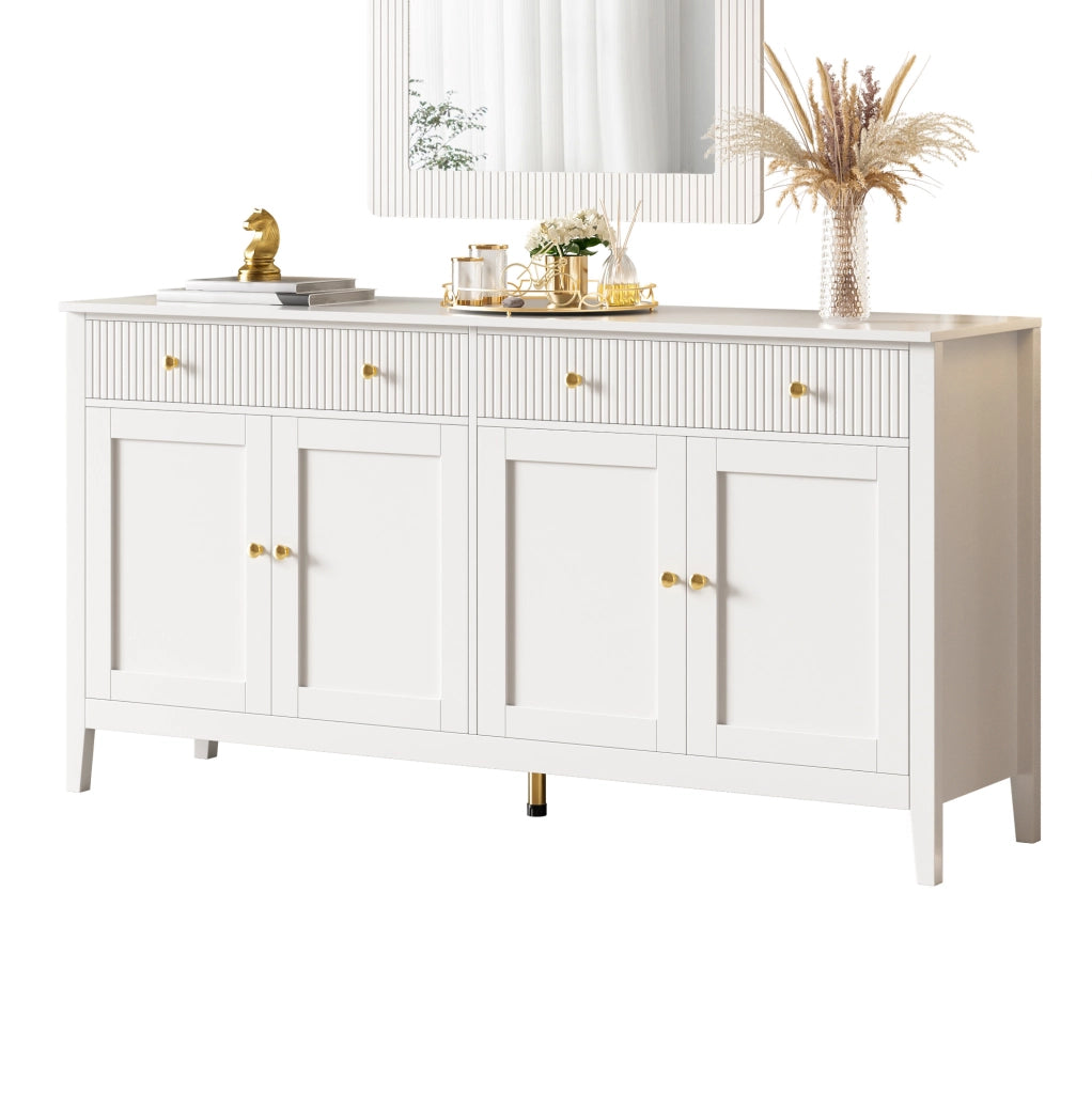 Credenza bianca 160 cm con 2 cassetti e 4 ante