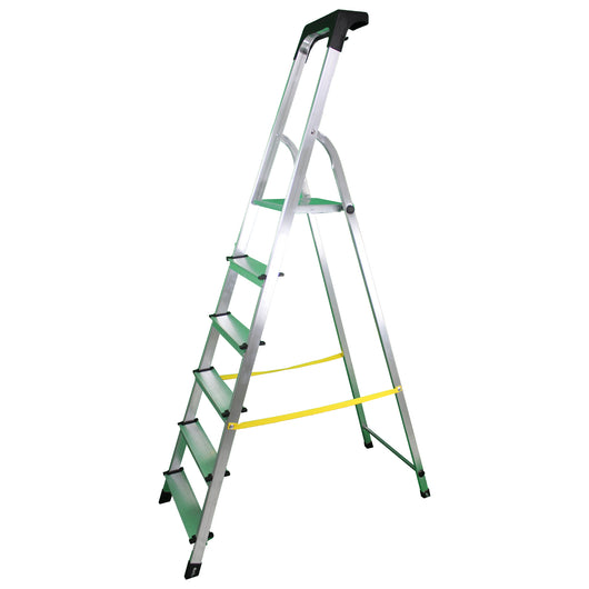 SOLEILUX Scala in alluminio “UNICA” 6 gradini con portaoggetti portata certificata 150kg – EN131 TÜV