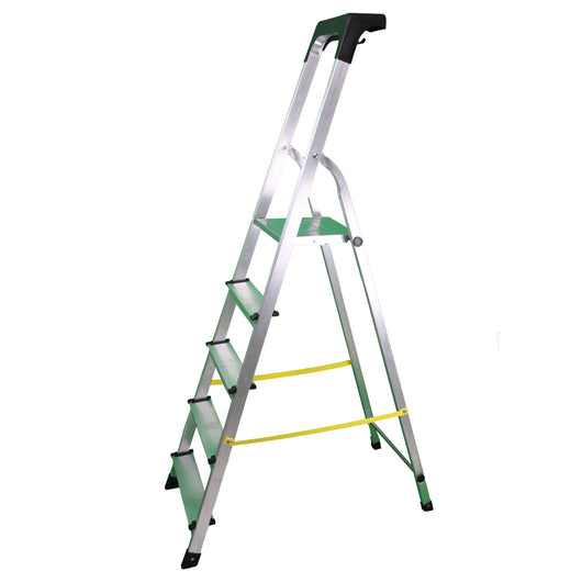 SOLEILUX Scala in alluminio “UNICA” 5 gradini con portaoggetti portata certificata 150kg – EN131 TÜV