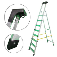 SOLEILUX Scala in alluminio “UNICA” 8 gradini con portaoggetti portata certificata 150kg – EN131 TÜV