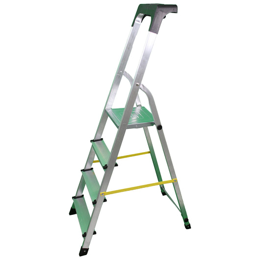 SOLEILUX Scala in alluminio “UNICA” 4 gradini con portaoggetti portata certificata 150kg – EN131 TÜV