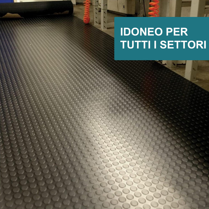 1mt x 20mt Pavimento antiscivolo bolflex bullonato copripavimento bollato in pvc 1,2mm - NERO