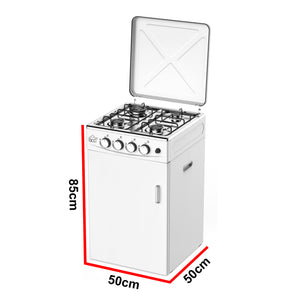 SOLEILUX Cucina da Esterno 4 fuochi 50x50cm h85cm con Mobile Portabombola e accensione piezo, Bianco