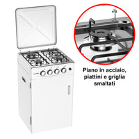 SOLEILUX Cucina da Esterno 4 fuochi 50x50cm h85cm con Mobile Portabombola e accensione piezo, Bianco