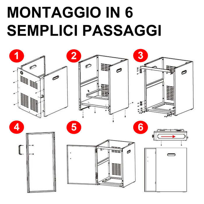 SOLEILUX Cucina da Esterno 4 fuochi 50x50cm h85cm con Mobile Portabombola e accensione piezo, Bianco